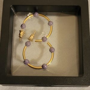 Purple & Gold hoop earrings willow moon